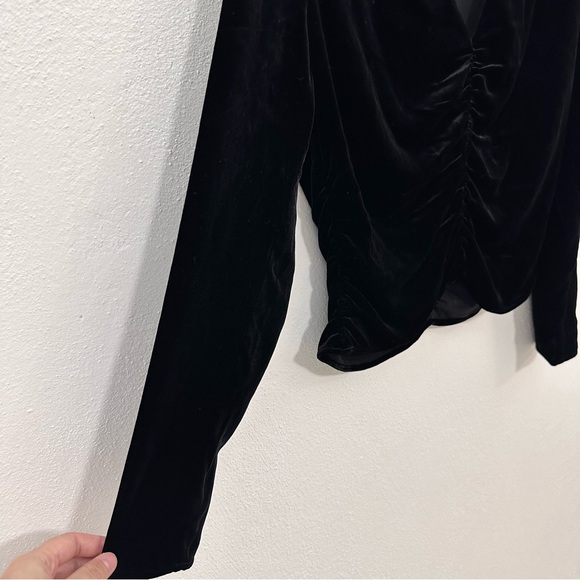Veronica Beard Black Velvet Ruched Blouse - Picture 5 of 8